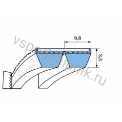 Ремень клиновой многоручьевой 2R 5M 1000 Mitsuboshi