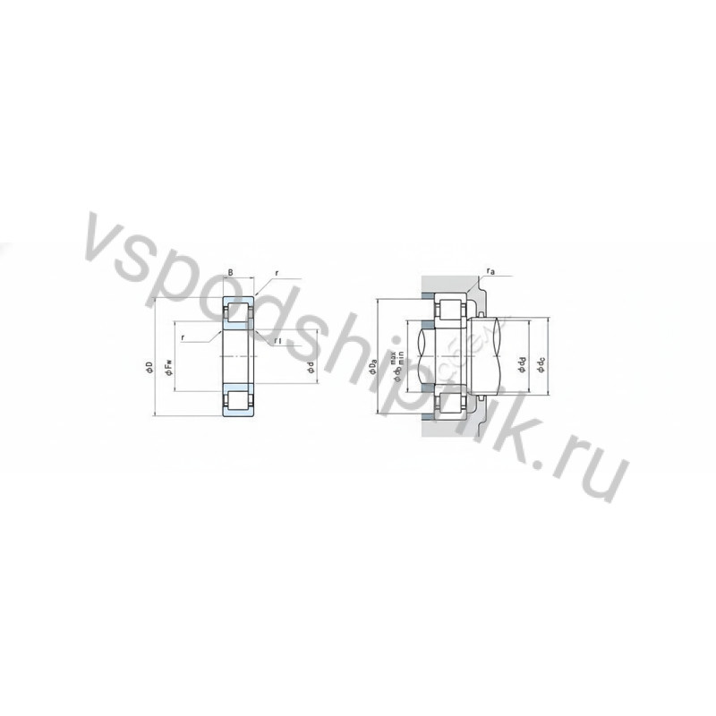 Подшипник роликовый NUP2208ET NSK 360