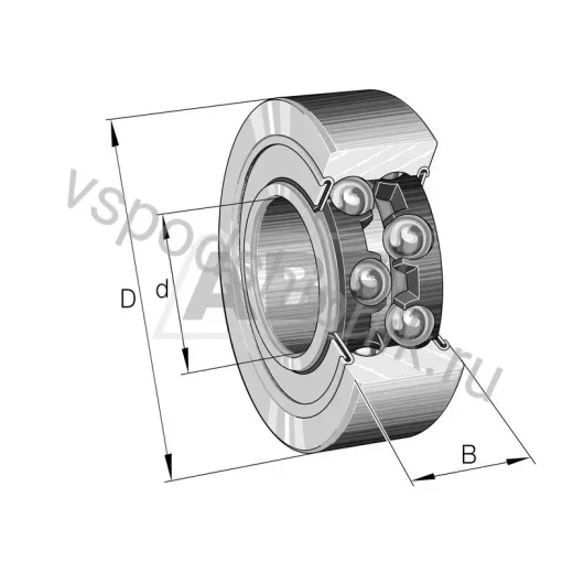 Подшипник шариковый радиально-упорный двухрядный 3312-2RS-C3 INA