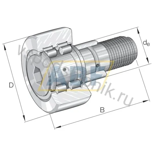 Ролик опорный на оси PWKRE52.2RS INA 20×52×24 мм