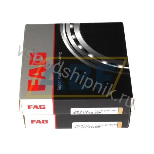 Подшипник шариковый радиально-упорный однорядный B7015-C-T-P4S-DUM FAG 75×115×40 мм