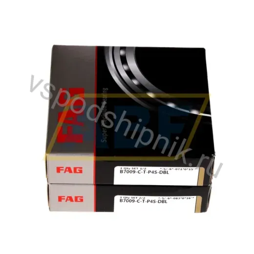 Подшипник шариковый радиально-упорный однорядный B7009-C-T-P4S-DBL FAG