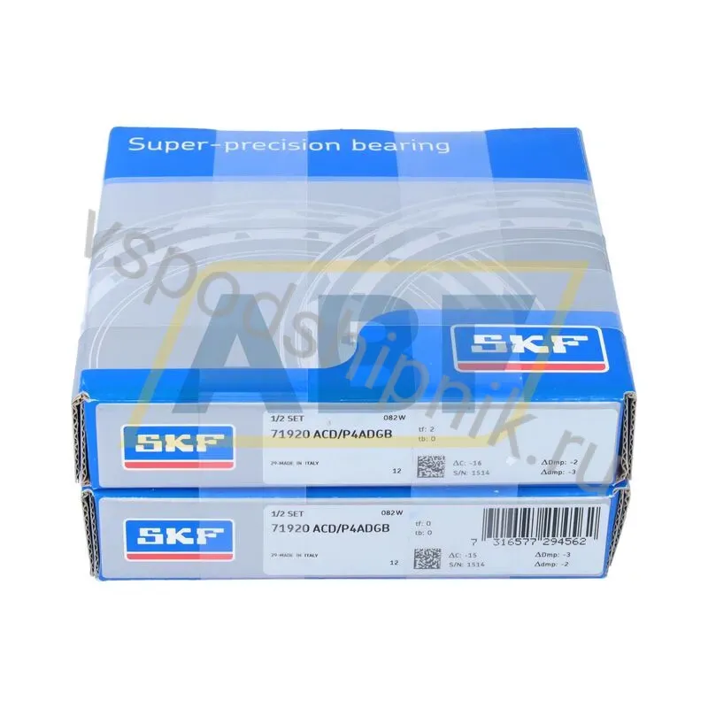 Подшипник шариковый радиально-упорный однорядный 71920ACD/P4ADGB SKF 360