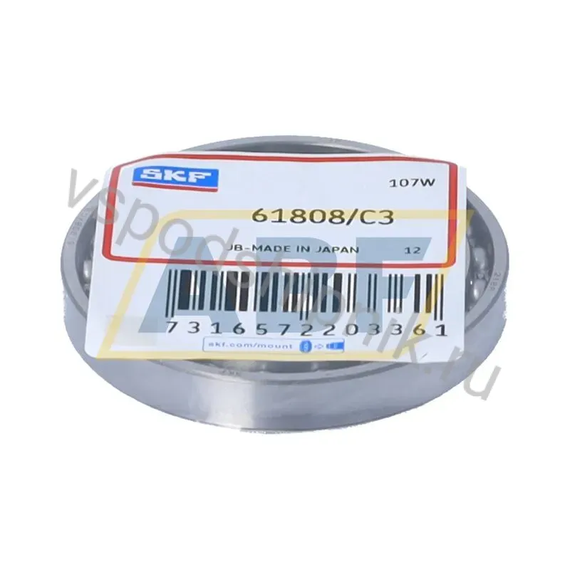 Подшипник шариковый радиальный однорядный 61808/C3 SKF 360