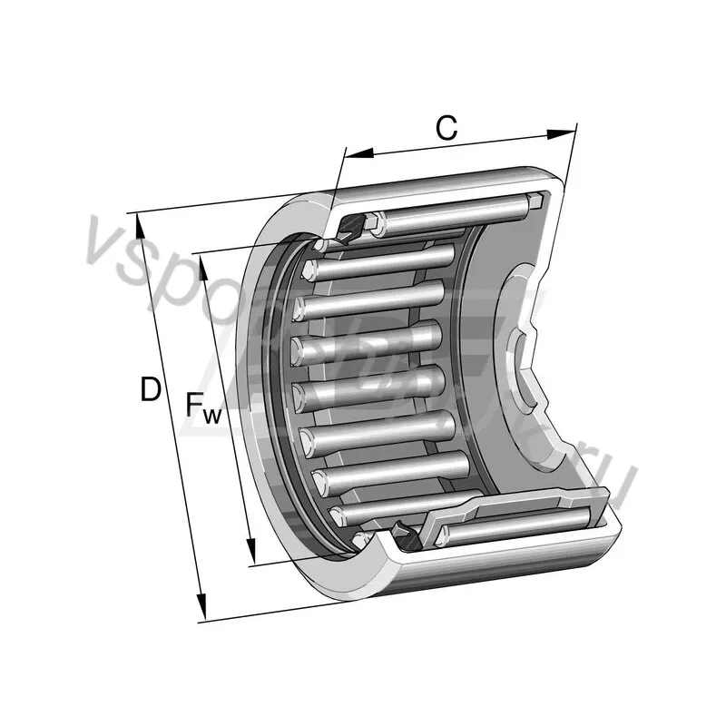 Игольчатый роликовый подшипник с сепаратором BK2518-RS-L271 INA 360