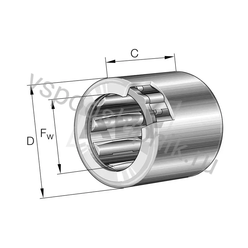 Игольчатый роликовый подшипник с сепаратором HF0812-L025 INA 360