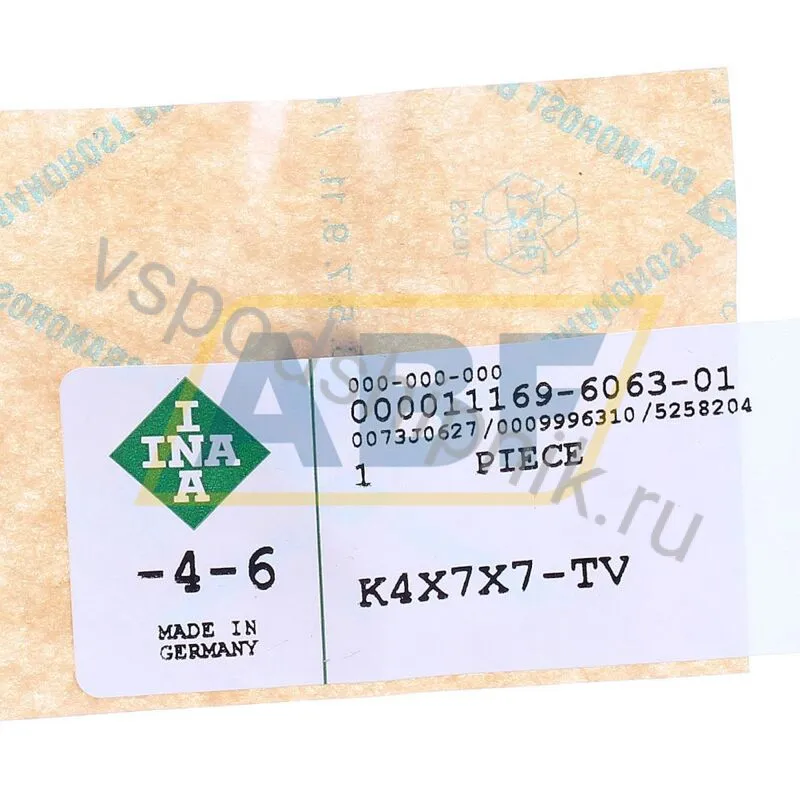 Игольчатый роликовый подшипник с сепаратором K4X7X7-TV INA 360
